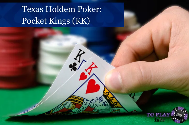 Player revealing pocket kings (KK) in Texas Holdem poker game — strategy concept