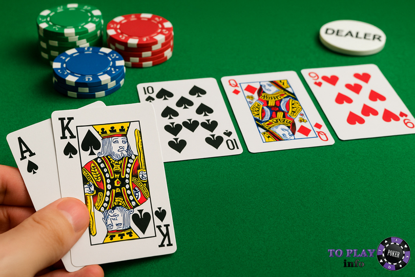 AK on poker table with chips – example of starting hands poker in action