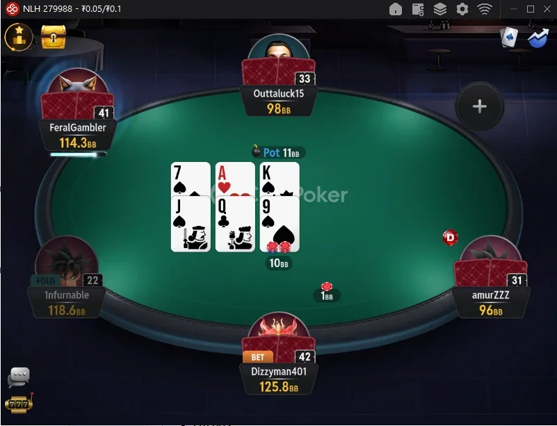 New CoinPoker table interface featuring the built in HUD and player statistics