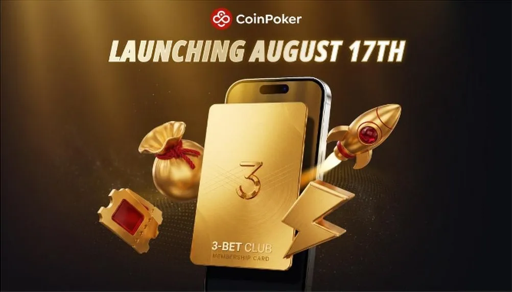 CoinPoker 3-Bet Club membership card launching on August 17th