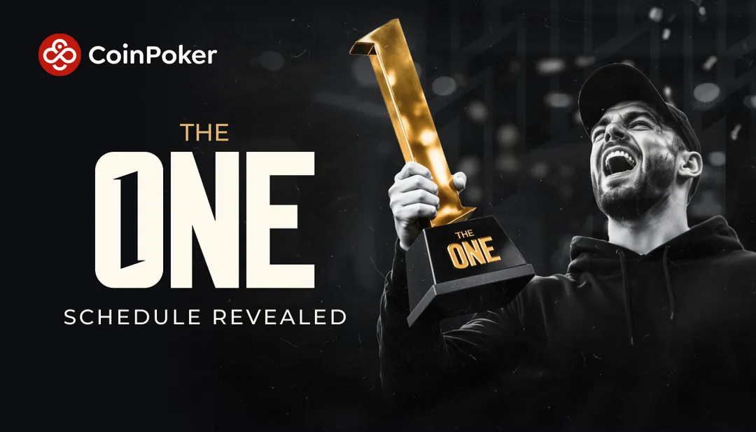 CoinPoker The One $5M GTD tournament trophy on a poker table
