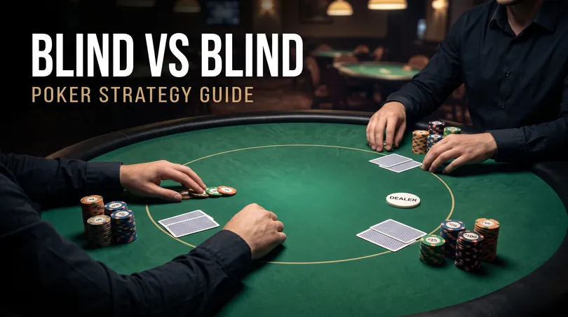 High stakes poker players analyzing blind vs blind poker strategy at a felt table