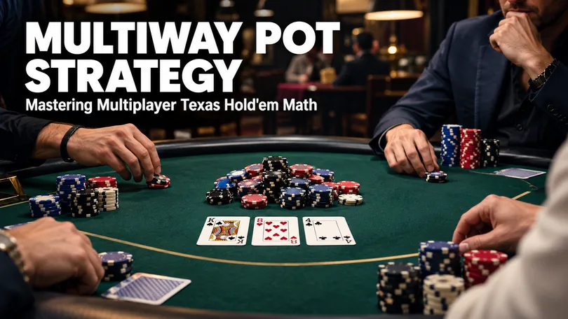 Professional poker players analyzing multiway pot strategy at a high stakes table