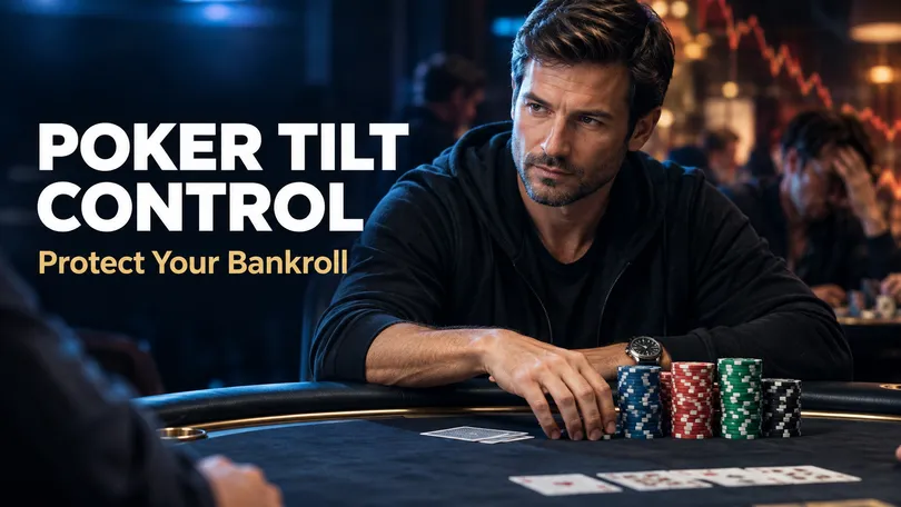 Professional poker player practicing poker tilt control during a high stakes live session