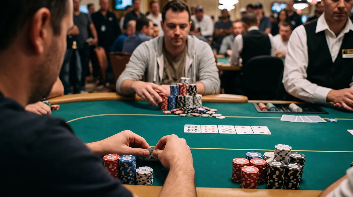 Stack Size and Leverage in No-Limit Hold'em High stakes poker players evaluating effective stack sizes before calling a bet on the flop