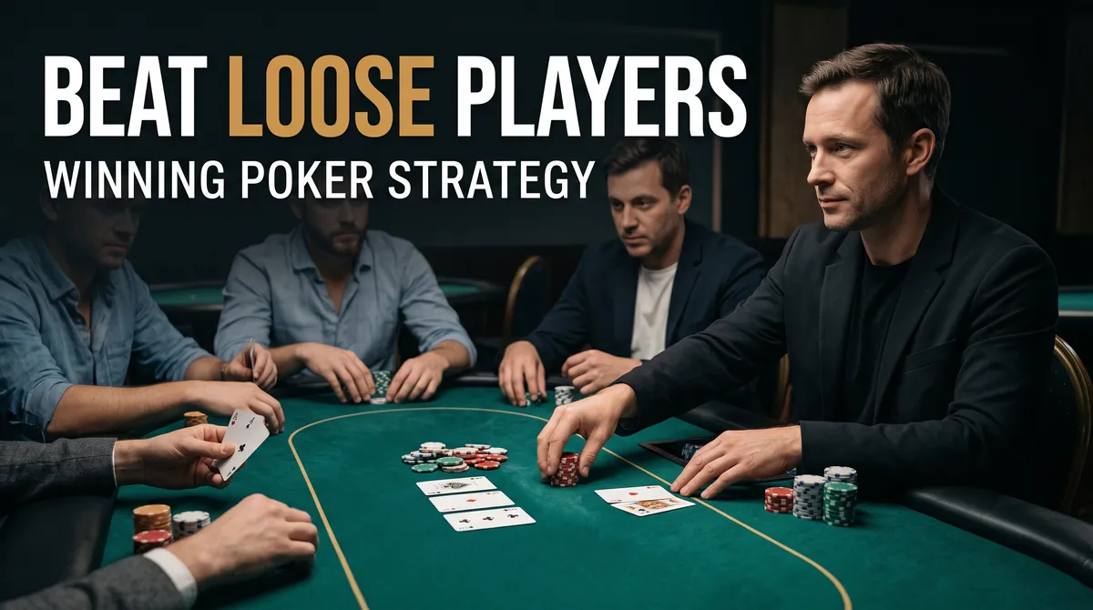 A professional poker player analyzing a loose table environment with multiple opponents.